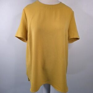 Catherine Malandrino Gold Yellow Blouse‎ Short Sleeve Round Neck Top Size Large